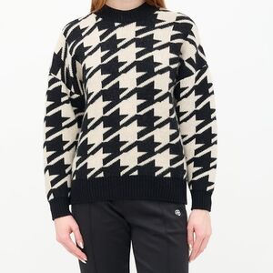 Anine Bing Cheyenne Houndstooth Wool Cashmere Sweater